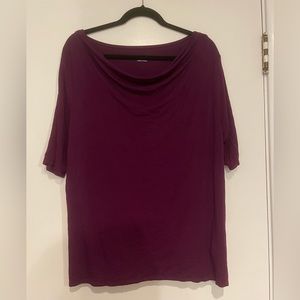 Maroon blouse with swoop neck